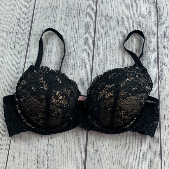 Victoria's Secret Angels 36C Lined Demi Bra Black Lace Sexy - Picture 1 of 11